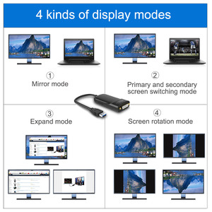 支持 2048*1152 带音频端口的视频卡，适用于多个显示器 USB 3.0 至 DVI 外部视频图形显示适配器 - Product Image 5