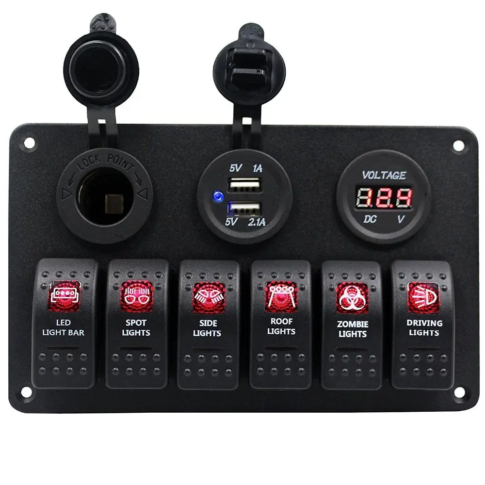 6 Mariner Barco Disjuntor gangue painel interruptor + Carro + Voltímetro 12V-24V