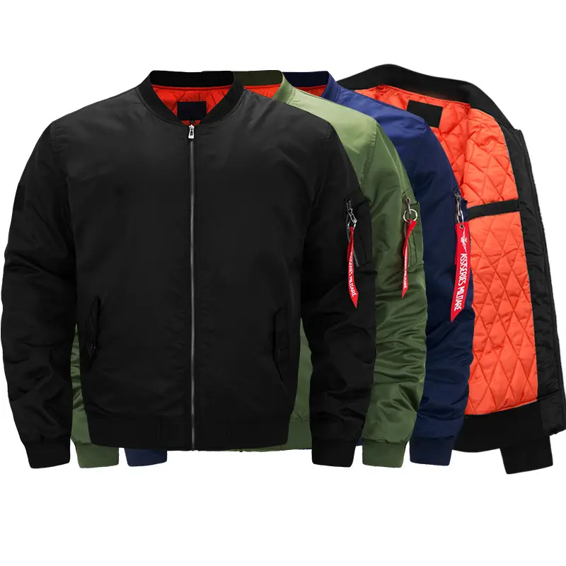 Dernier style mode haute qualité logo personnalisé nylon imperméable ma 1 vol bomber veste hommes