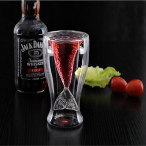 批发现代鱼形硼硅酸盐手吹双壁茶玻璃杯