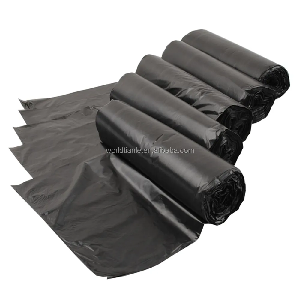 Couleur noire Matérielle De HDPE En Plastique Rouleau Sac Poubelle, Joint D'étoile Sac Poubelle Noir