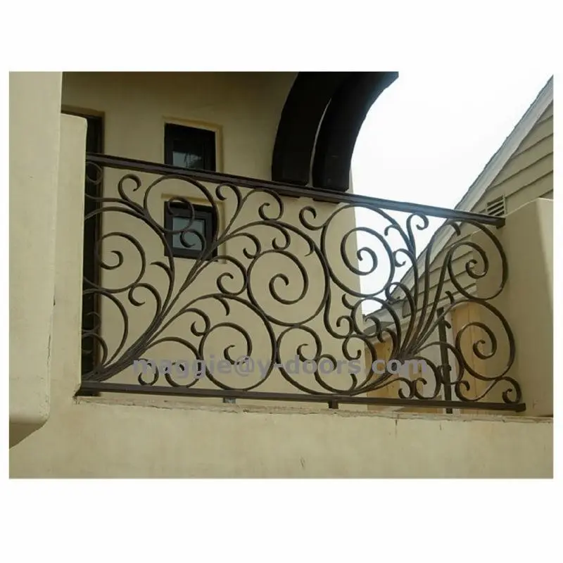 Balustrade en fer forgé de 8 cm, Design de balustrade de balcon pour l'extérieur, le jardin, les maisons, les villa et l'école, taille personnalisée