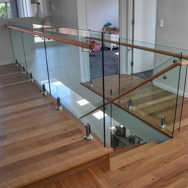 Indoor Rahmenlose Glas Geländer Treppen Geländer Detail