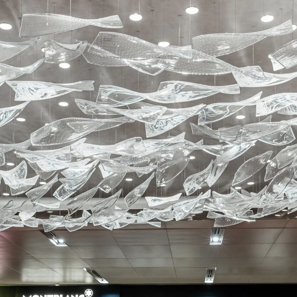 Anpassung Große moderne Kunst Glas Kronleuchter für Hotel Store Club Tagungsraum Decken leuchte großes Projekt führte Hanging Lighting