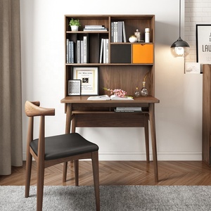Mueble de estudio con diseño de madera, estantería de almacenamiento, mesa de escritorio de ordenador moderna - Product Image 2