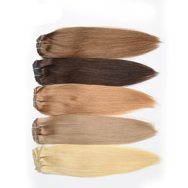 بيرو شقراء 120 شعر مموج برازيلي رخيصة حريري اللون الطبيعي مستقيم كليب في 100% وصلات شعر آدمية ريمية للنساء السود