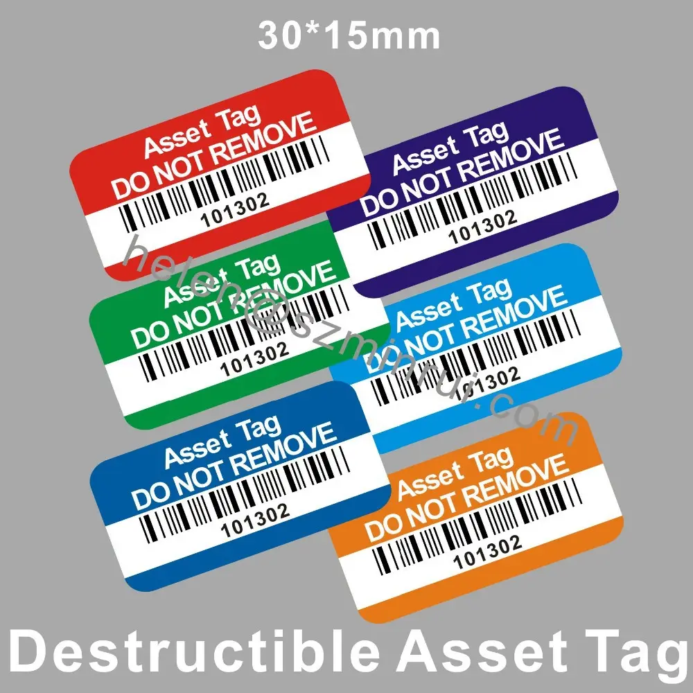 Custom Tamper Proof Asset Tagging Stickers,Property of Company with Bar Code Printing for Tracing Labels