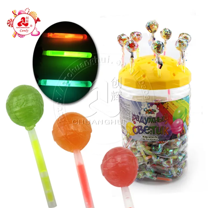 Lollipop-Bola de luz de neón brillante, cristal fluorescente afrutado, 10g