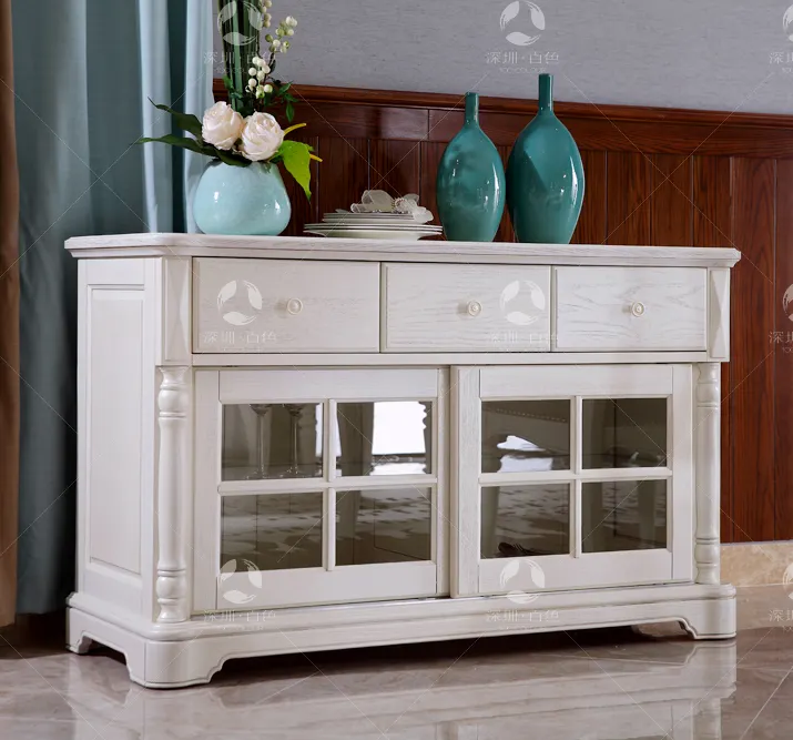 การออกแบบใหม่ล่าสุดอเมริกันสไตล์วินเทจไม้บุฟเฟ่ต์/สีขาว Sideboard/ไม้ตู้