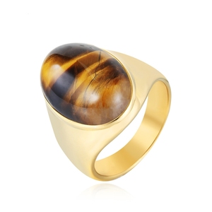 黄金珠宝迪拜男士三色石戒指宝石蛋白石戒指批发 - Product Image 1