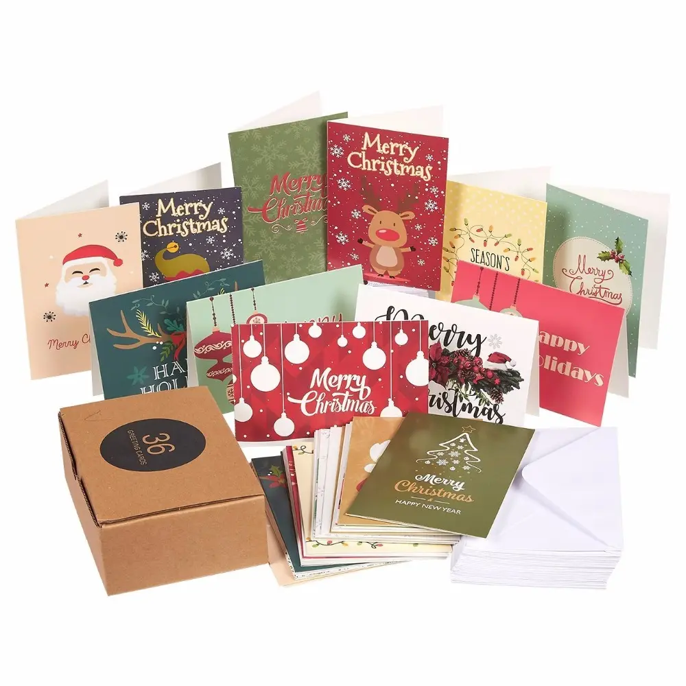 Groß 36 Nach Weihnachten Karten Box Set Frohe Weihnachten Karte mit 36 Verschiedene Designs