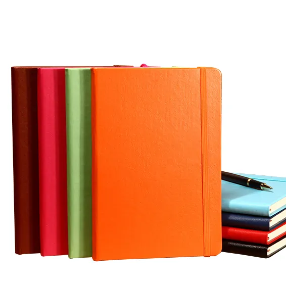 A5 a4 diario hardcover ufficiale cuoio dell'unità di elaborazione LOGO personalizzato impresso incidere con fascia elastica produttore nastro cinghia notebook