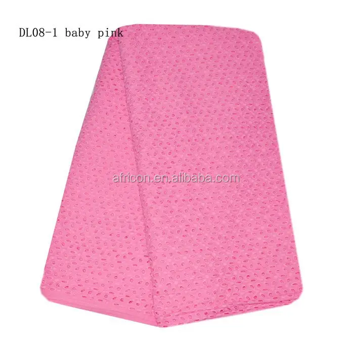 DL08-1 bebé rosa 100/100 tela de encaje de algodón liso encaje suizo