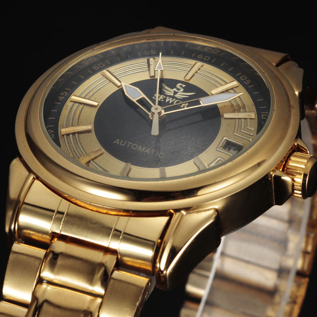 5 black dial gold strap