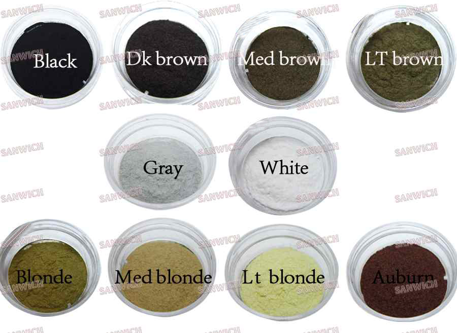 black,dark brown,med brown,light brown, 10colors