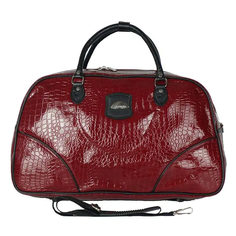 Red PU leather bag women leather travel bag women duffel bag