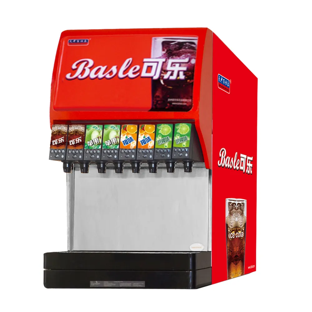 4-8 flavors post mix soda beverage dispenser with cooling system for convenient shop using