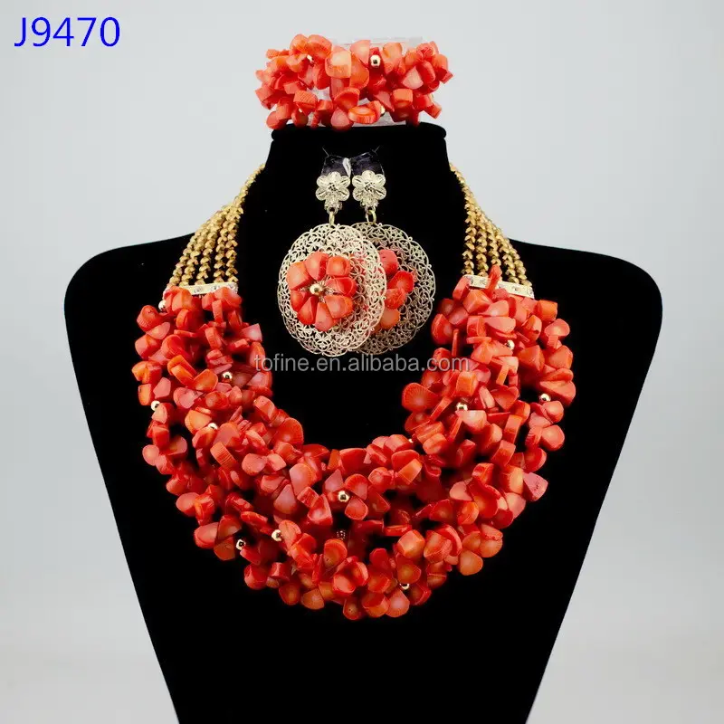 Conjunto de joias 2017 nigerian coral, contas, casamento, joias