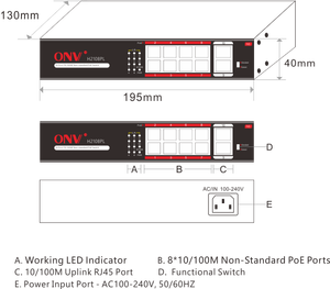 Câmera de monitoramento de segurança do interruptor ethernet, não-padrão de 10 portas 120w de alimentação sobre ethernet mk470