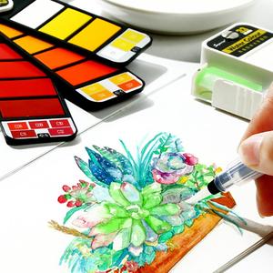 画材用ウォーターブラシポータブル水彩絵の具付き優れた42色無地水彩アートセット