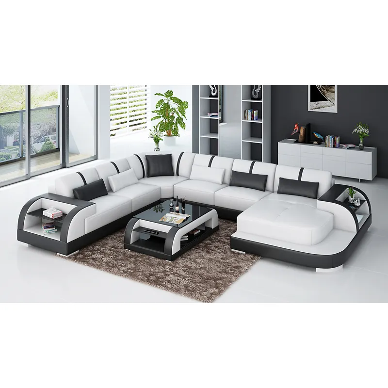 Cbmmart sofá de couro de multicores, sofá de couro moderno em formato de u