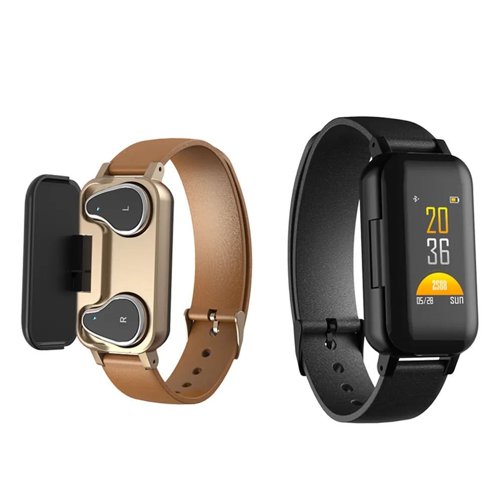 2 In 1 T89 TWS Smart Binaurale tws Cuffia Per Il Fitness Bracciale Con Cuore Rate Monitor Intelligente Wristband Della Vigilanza di Sport Degli Uomini delle donne