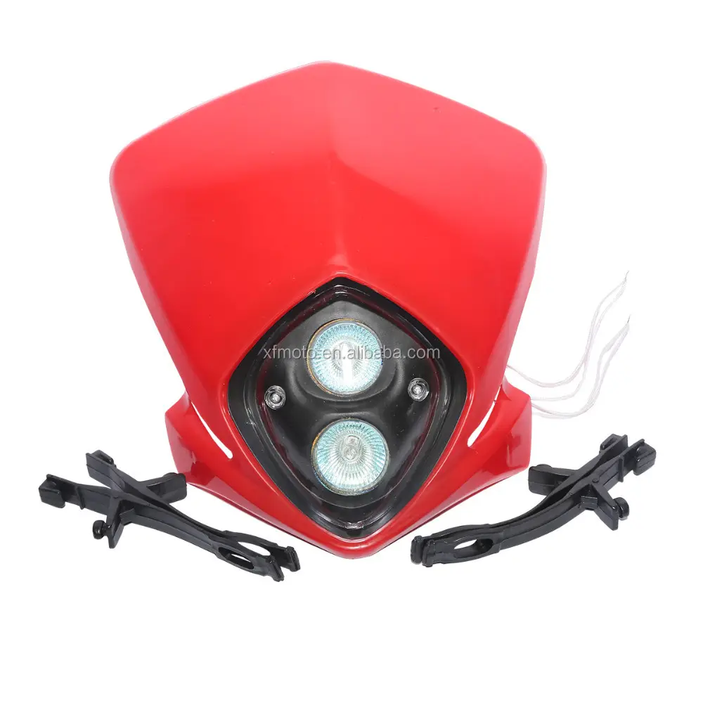 TCMT Red Head Light Universal Motorrad Custom Scooter Street Fighters Halogenlampen XF140118