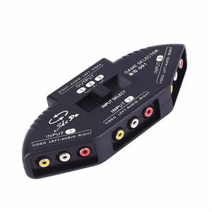 3 Puerto AV conmutador RCA interruptor Selector 3 en 1 AV interruptor para Audio y vídeo