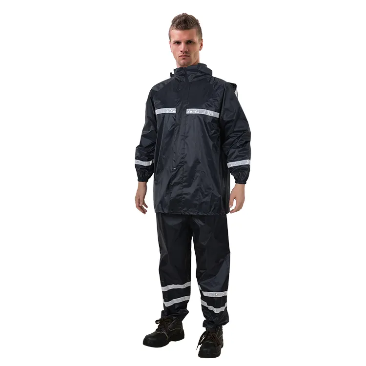 RR014 Wasserdichter Sicherheits regen anzug aus gummiertem Polyester-PVC Regen tragen Regenmantel