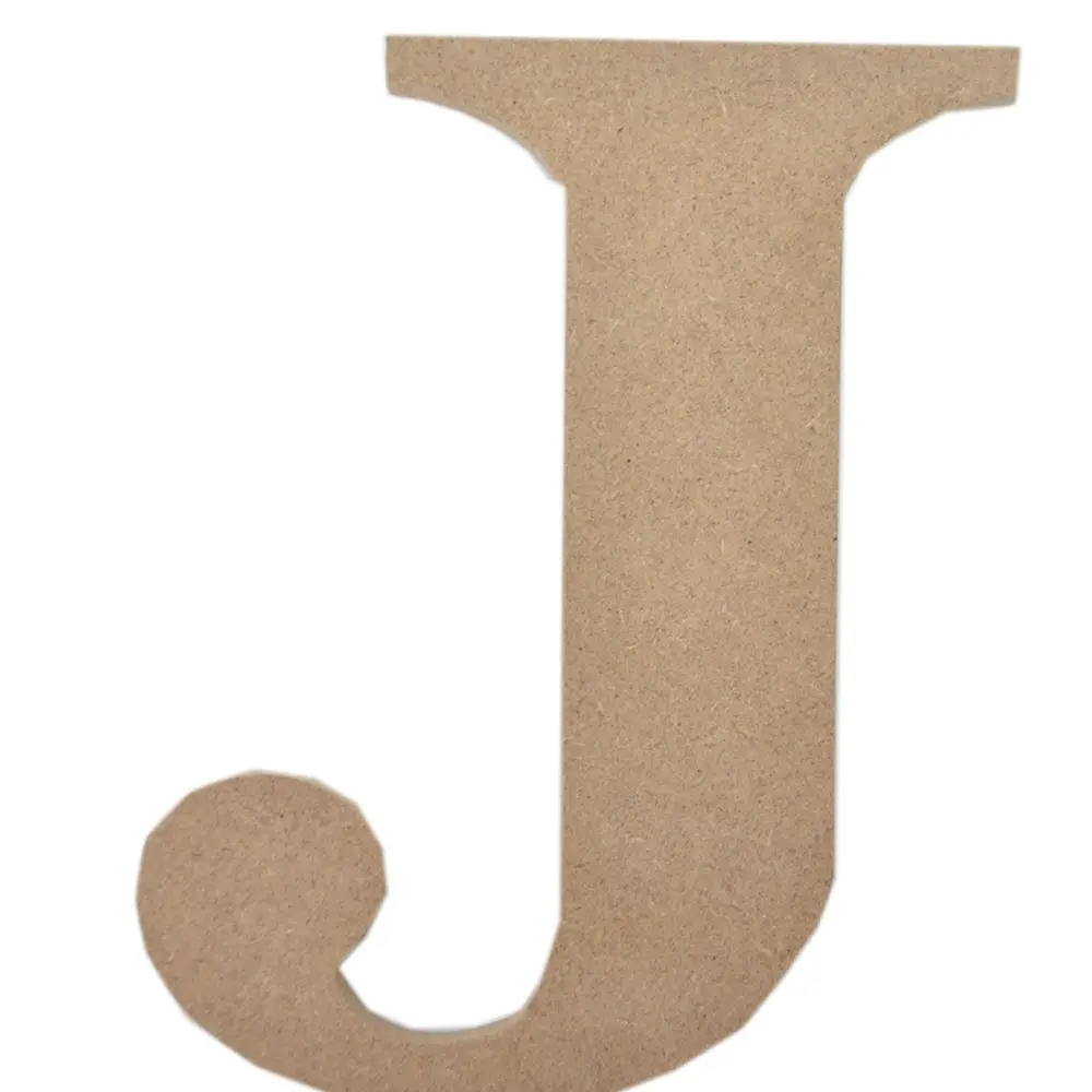 MDF de corte por láser de madera artesanal papel maché marrón alfabeto Letra J