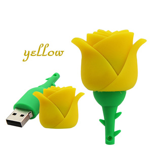 彩色聚氯乙烯花玫瑰记忆u盘16gb 32gb 64GB新款u盘2.0接口金属吊坠 - Product Image 3