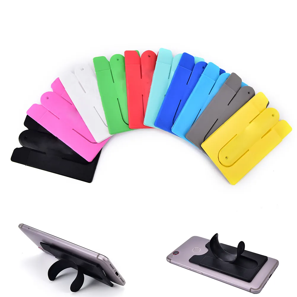 2021 Hot Sale Silicone Wallet Adhesive Silicone Smart Phone Pocket Folding Stand