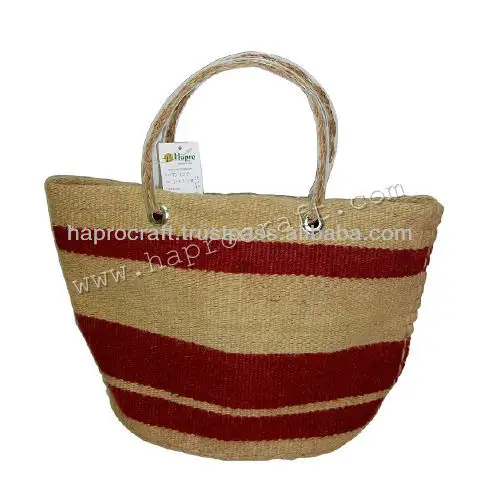 Bolsa de yute hecha a mano en Vietnam/Bolsa de compras diarias, colores mezclados, logotipo impreso (TD 605)