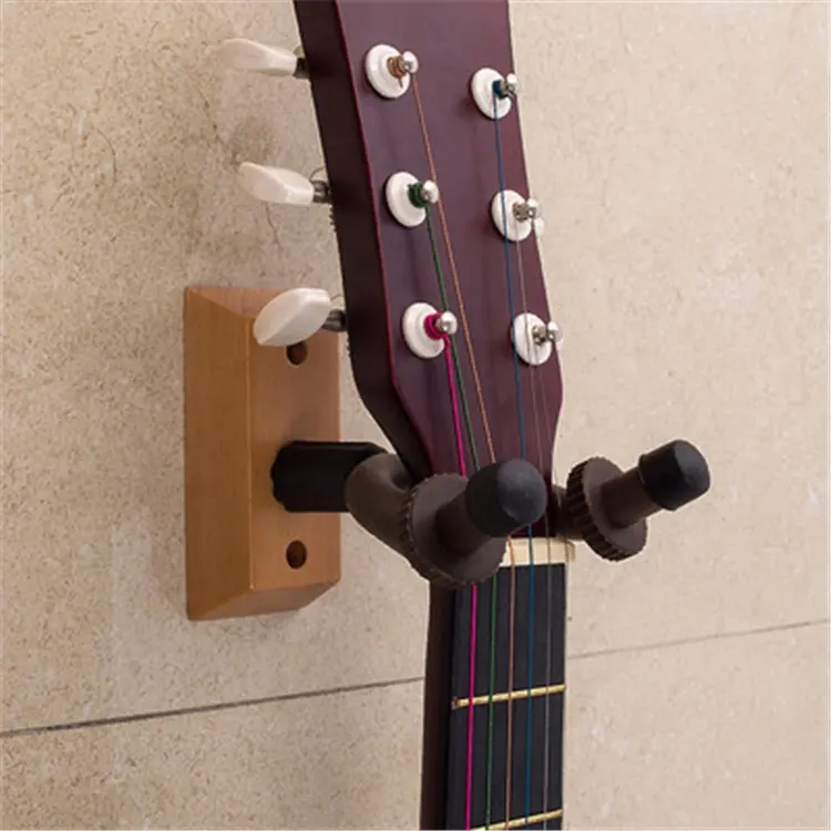 Guitar Wall Mount Hanger 2-Pack、Wall Hook Holder StandためBass Electric Acoustic Guitar Hanger Wood