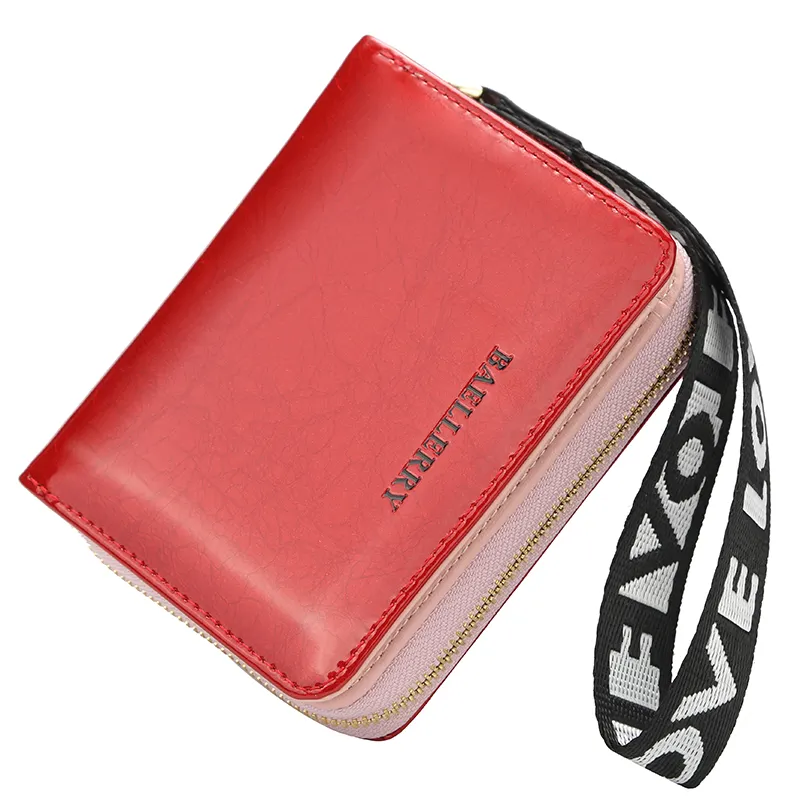 New arrival Baellerry lady short zipper wallet young Lady's leather wallet card wallet Korean style multi function purse