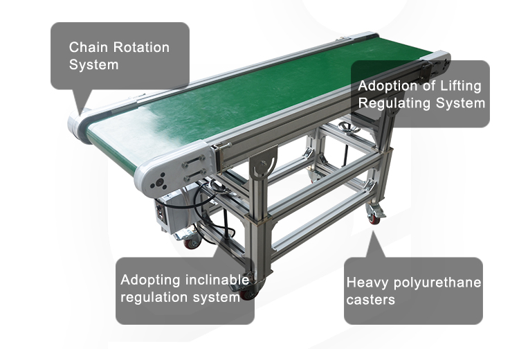 Aluminum Profile Adjustable Industrial Belt Conveyor For Workshop 1