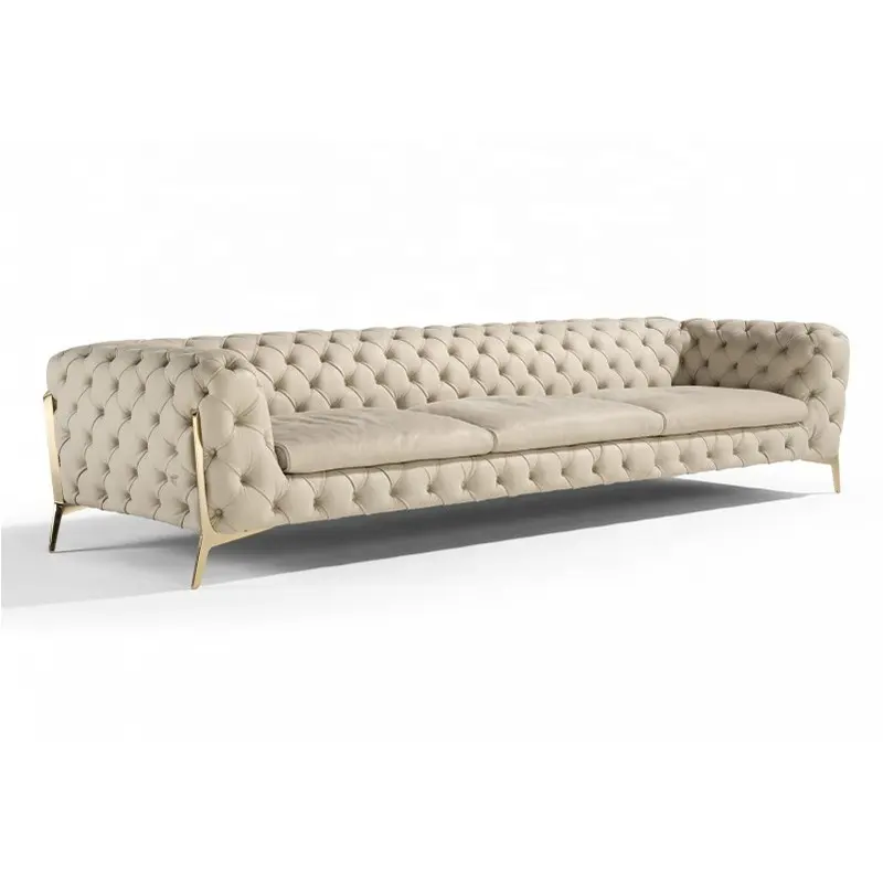Almofada luxuosa de couro, estrutura de madeira sólida, fecho de trava, sofá