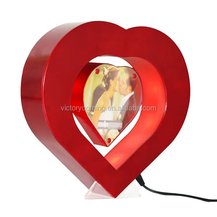 Marco DE FOTOS rojo flotante de levitación magnética de regalo DIY en forma de corazón