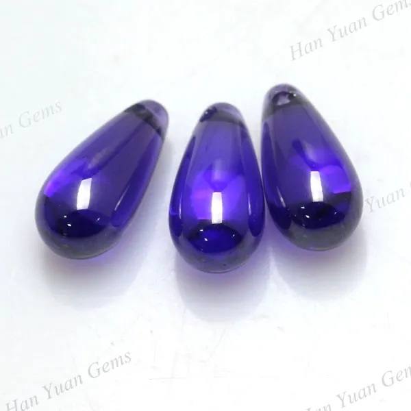 Hand cutting Tear Drop purple cubic zirconia cabochon loose cz stones