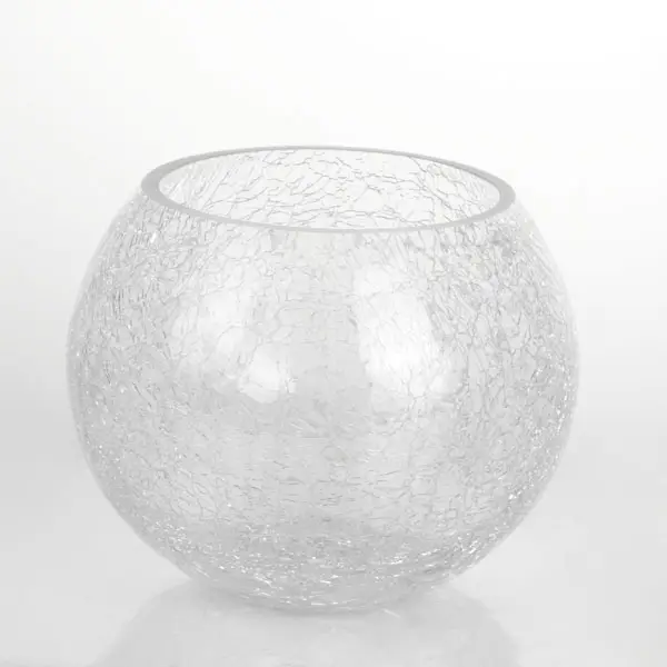Suporte de vela de vidro redondo e portátil, vaso de vidro baratos para rachadura