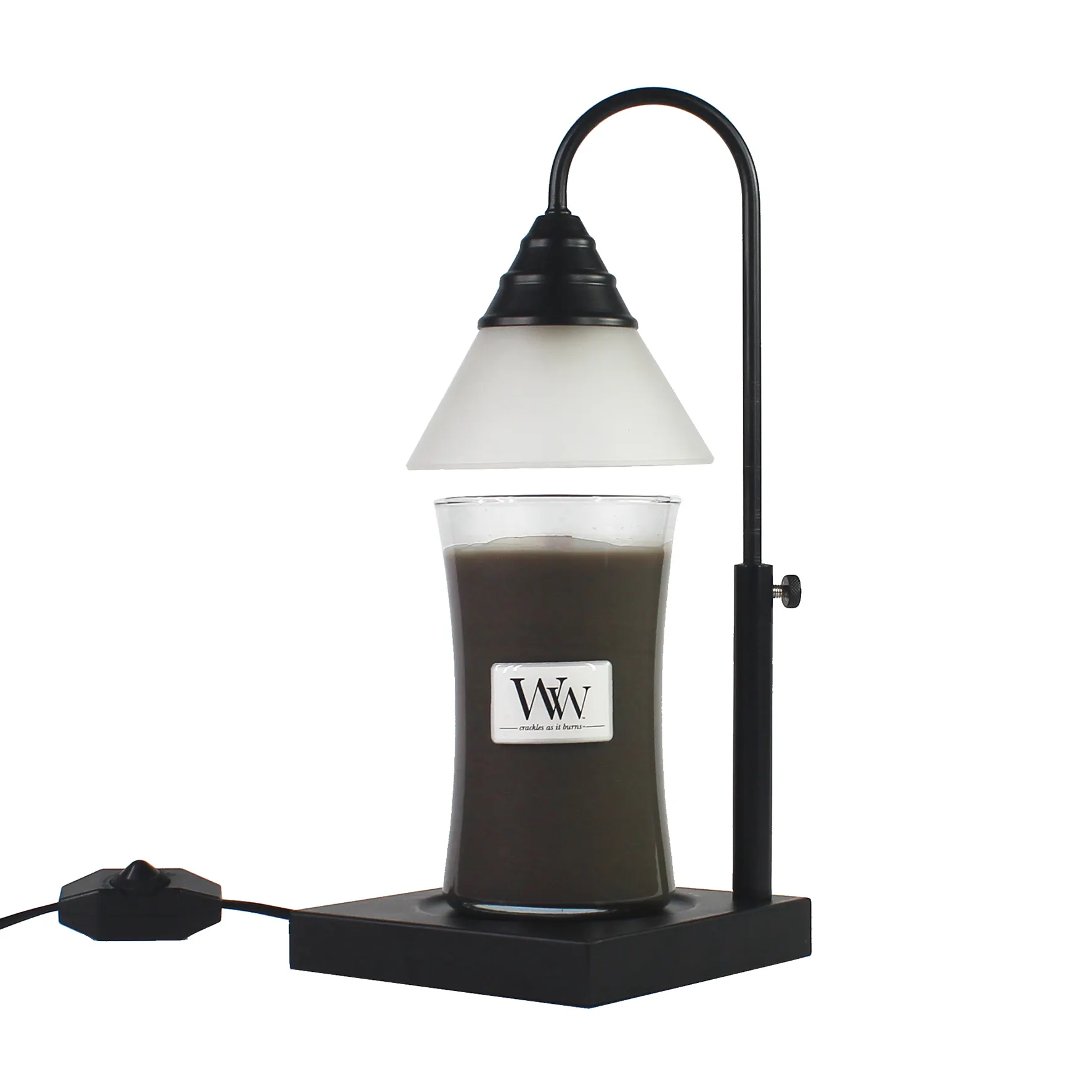 New arrival CE/KC wholesale black 220v candle warmer adjustable height and brightness electric oil warmer with glass shade