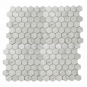 Wholesale Popular Wall and Flooring Decoration Tile Bianco Carrara <strong>Marble</strong> <strong>2</strong>&quot; Hexagon Mosaic
