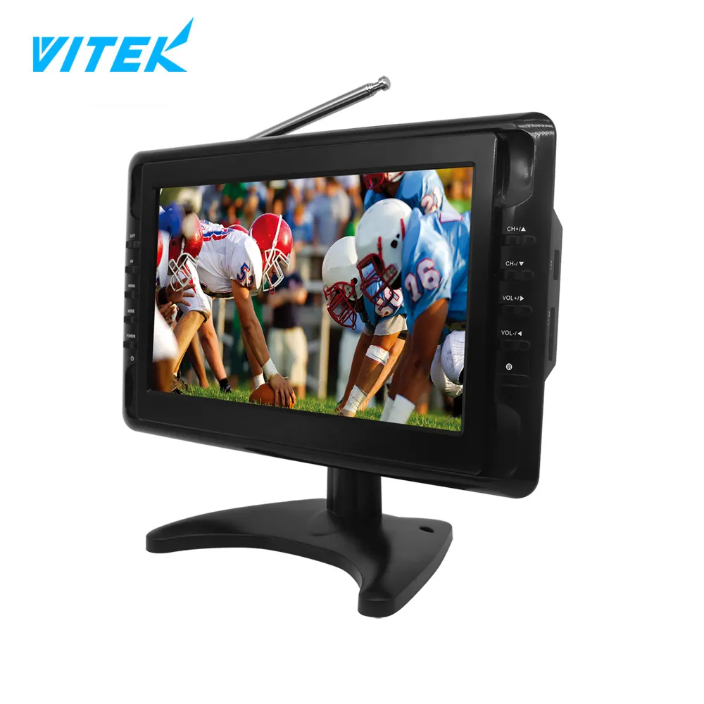 Turner digital ATSC portátil recarregável mini 9 10 polegadas tv de tela plana, preço barato Full Seg Antena Ativa 9 polegadas led tv