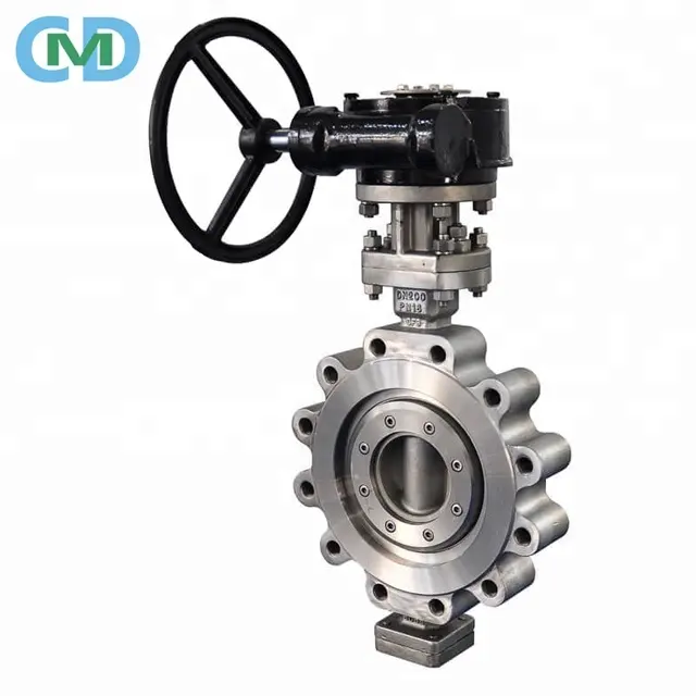 Stainless Steel SS 316 Double Eccentric PN25 250mm High Performance Lug Type Butterfly Valve with Worm Gear
