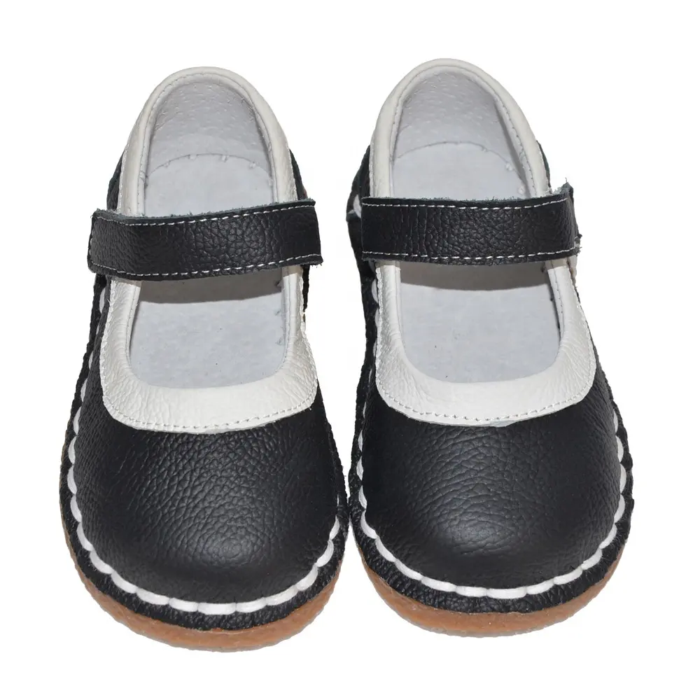 Черные туфли из натуральной кожи с острым носком для маленьких девочек, Прочные мягкие Вечерние Туфли Мэри Джейн для девочек