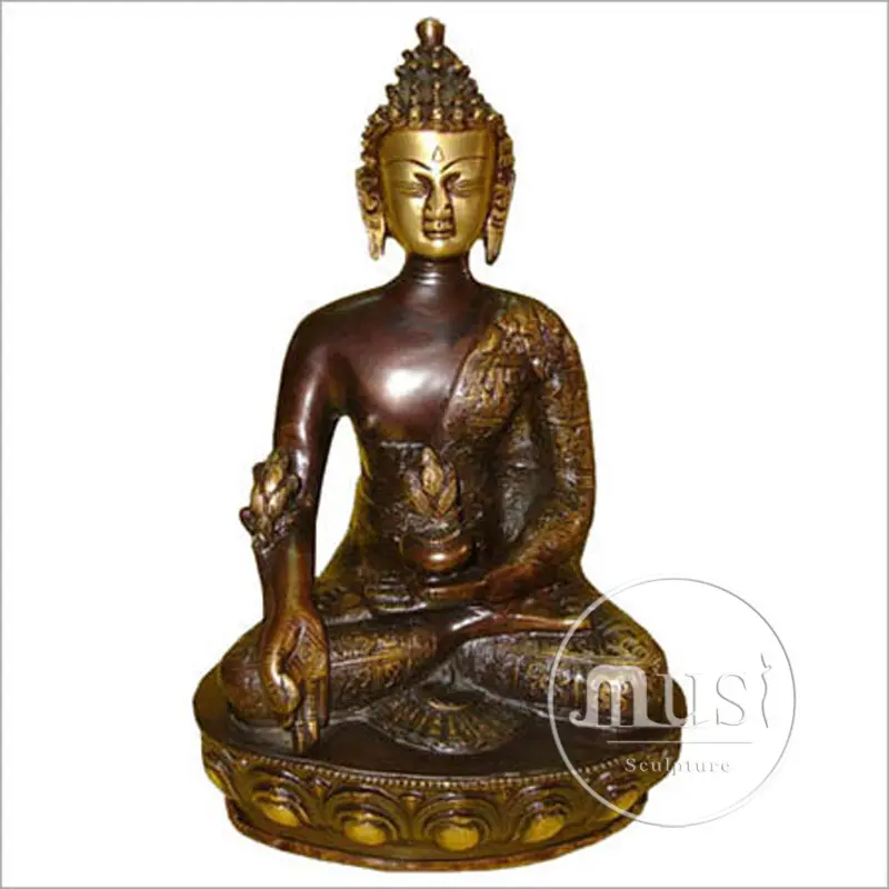 MUSI, decoración para exteriores, templo, figura religiosa, gran escultura de Buda sentado de bronce, estatua de Buda sonriente de bronce dorado gigante