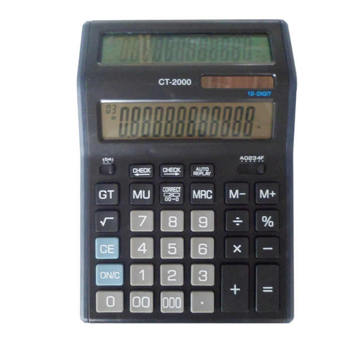 Calculatrice de bureau double face, grand écran, calculatrice solaire à deux appareils, CT-2000