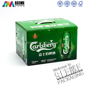 批发定制商标印刷B/E长笛瓦楞纸板牛皮纸包装<span class=keywords><strong>12</strong></span>包啤酒盒