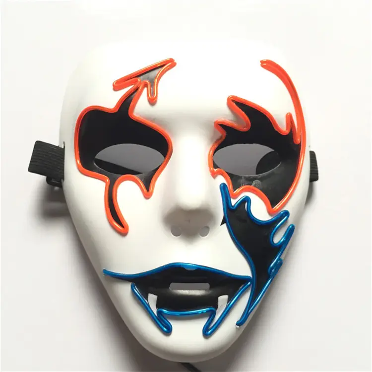 Mascarilla Led de neón para Halloween, máscara brillante luminosa para fiesta, Ktv, Cosplay, dibujo