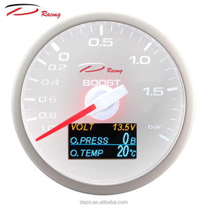 60mm 4 in 1 Boost Turbo Volt Oil Pressure Oil <strong>Temp</strong> White Face Auto Racing Gauge High Quality Boost Gauge